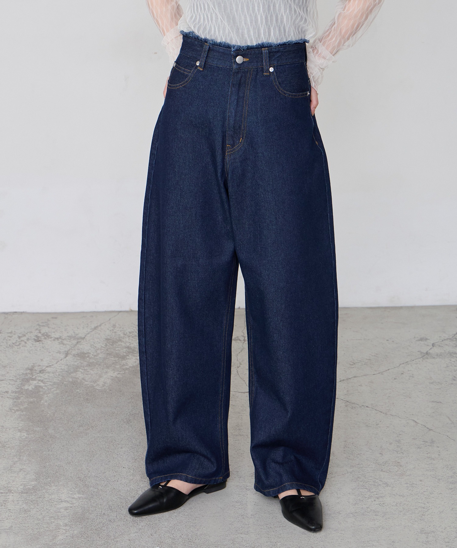 forksy.】フリンジハイウエストエッグデニムパンツ forksy.│MONO-MART