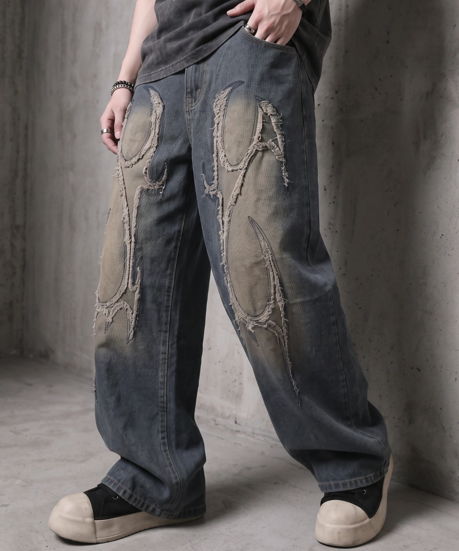 A'GEM/9 × .kom 『FREE DEE/フリーデイ』Cut-Off Tribal Curved Denim
