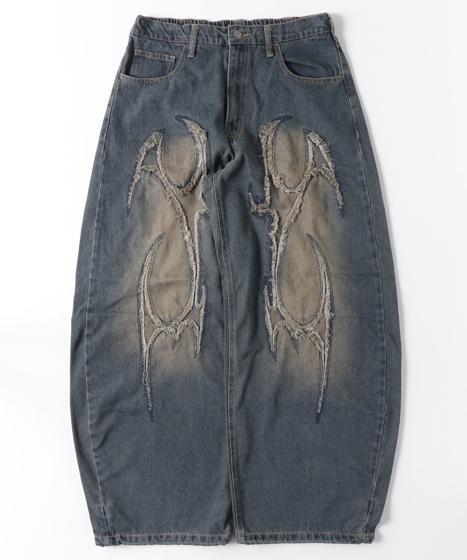 A'GEM/9 × .kom 『FREE DEE/フリーデイ』Cut-Off Tribal Curved Denim