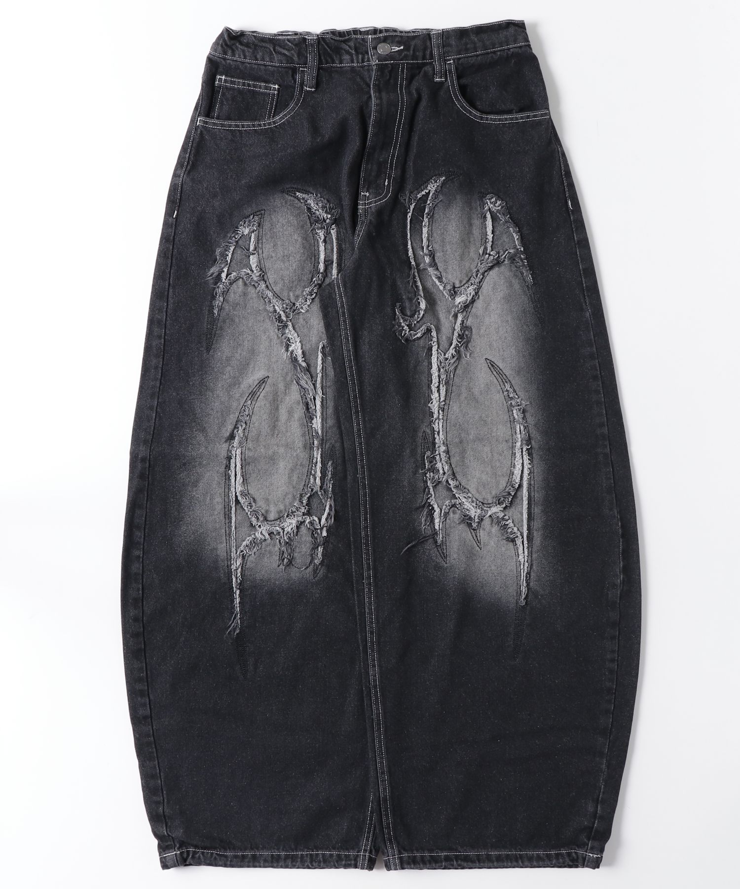 A'GEM/9 × .kom 『FREE DEE/フリーデイ』Cut-Off Tribal Curved Denim