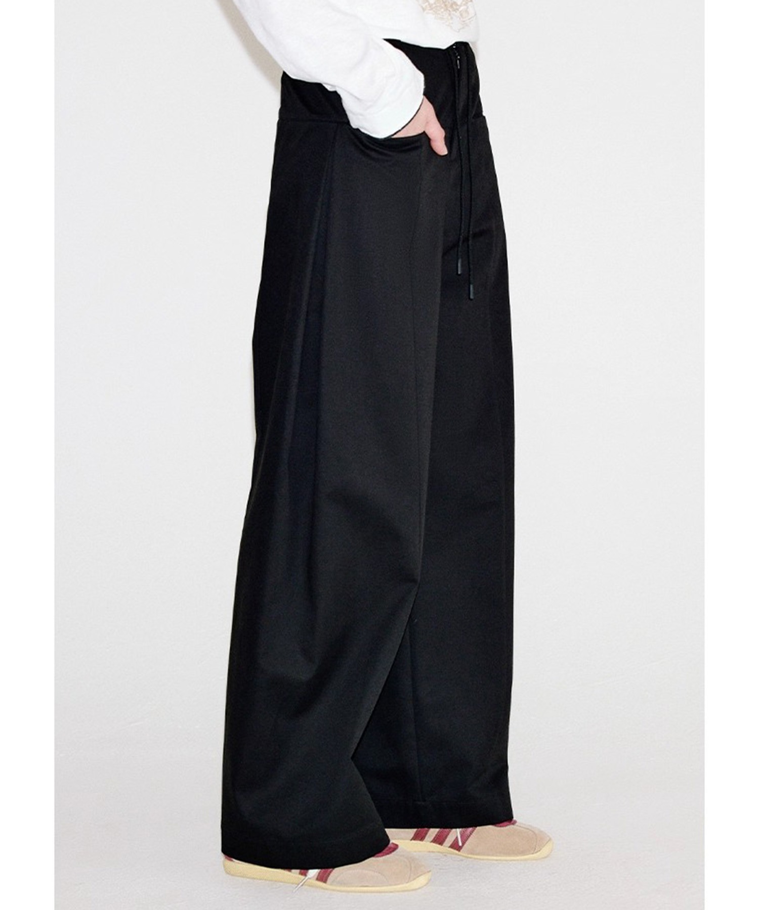 ドローストリングウエスト コットンワイドパンツ FQ25K049【Fano