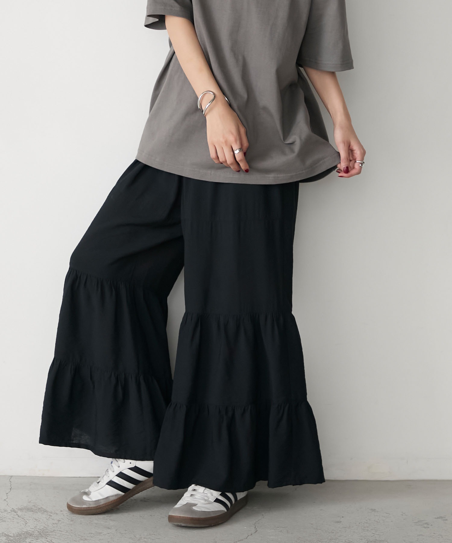 forksy.】インパン付き ティアードフレアパンツ forksy.│MONO-MART