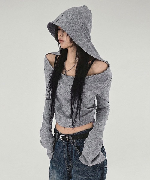 [LAMPOON] Off‑shoulder dark parka — открыто‑плечевой парка