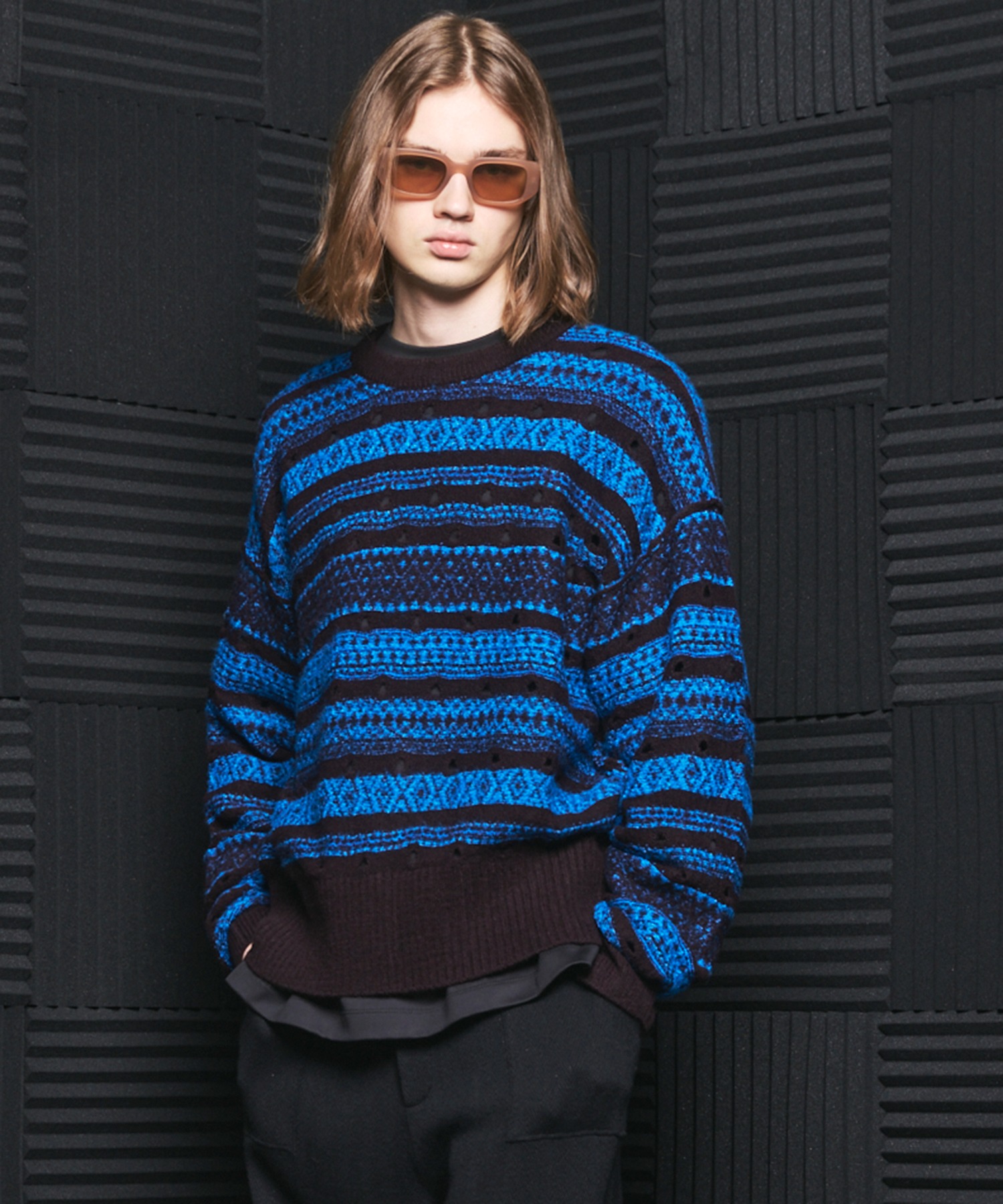 UNISEX Fair Isle Border Prime‑Over crew‑neck свитер — MAISON SPECIAL