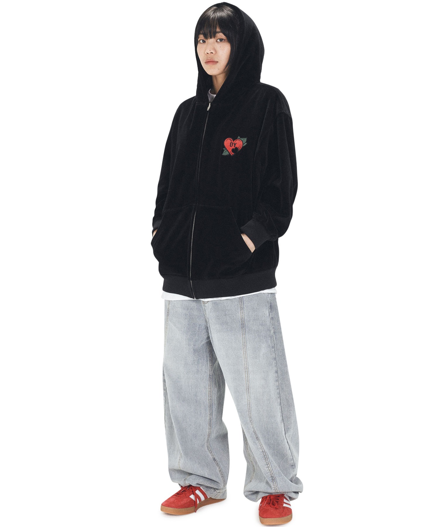 OY/オーワイ』 VELOUR VINTAGE HEART HOODIE ZIP/ベロア