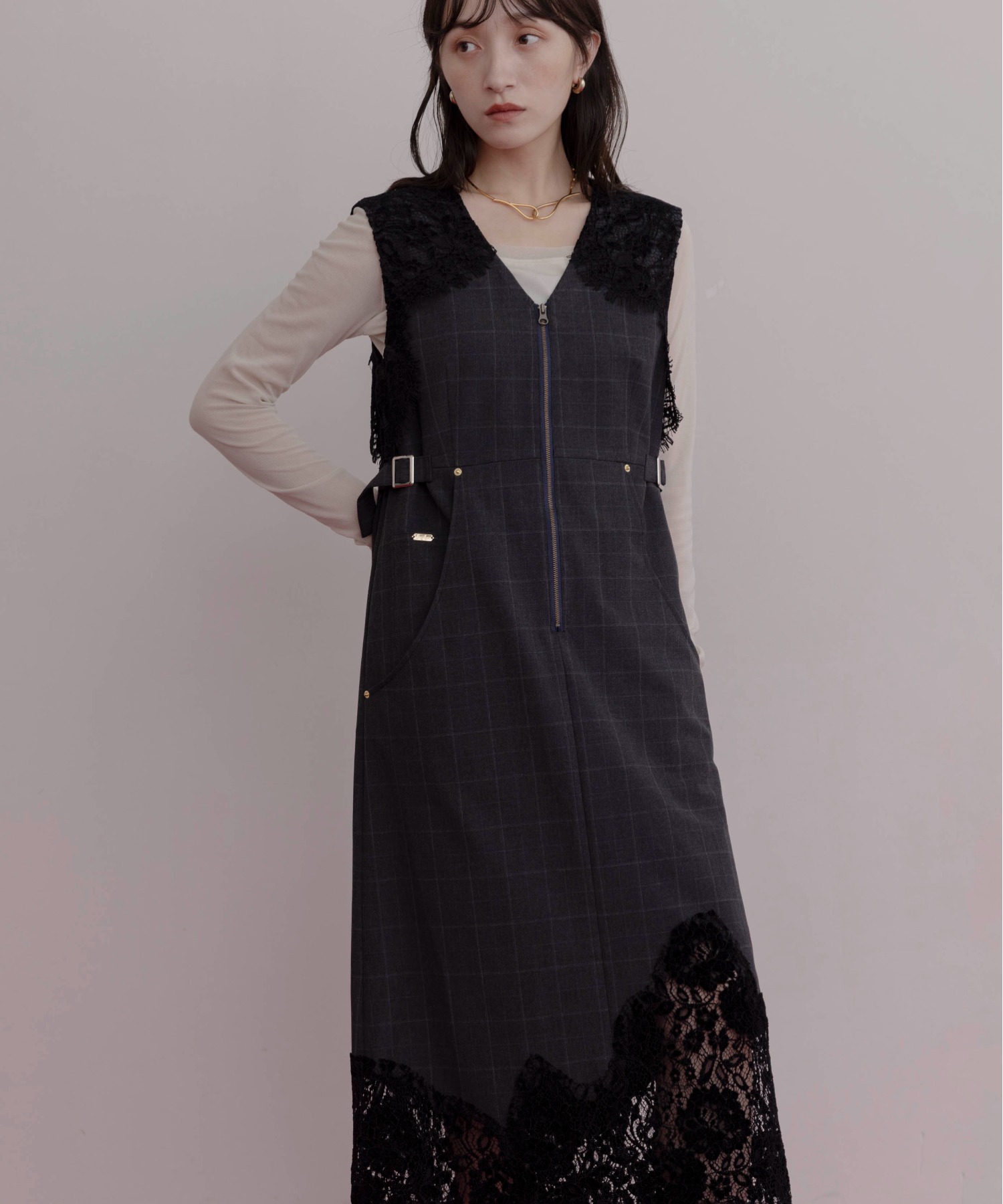 レーストリム ボクシィラインZIPワンピース Eimee Law│Eimee Law