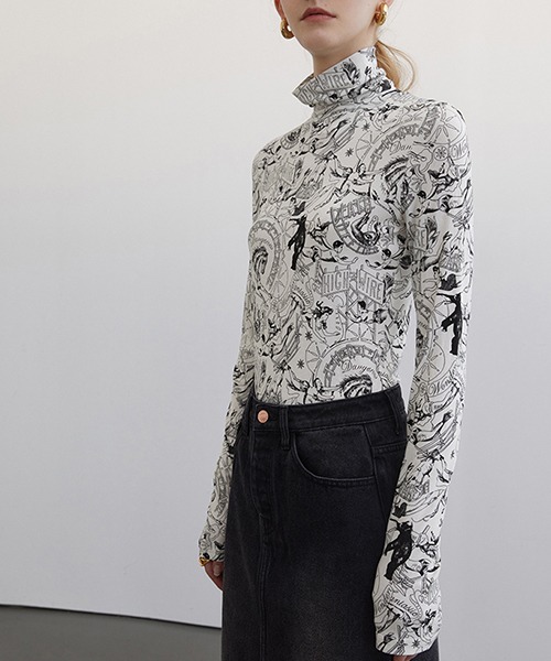 Fano Studios 長袖シャツ Fano Studios】High neck total pattern print L/S T-shirt
