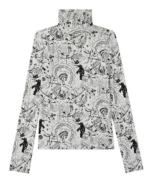 Fano Studios】High neck total pattern print L/S T-shirt