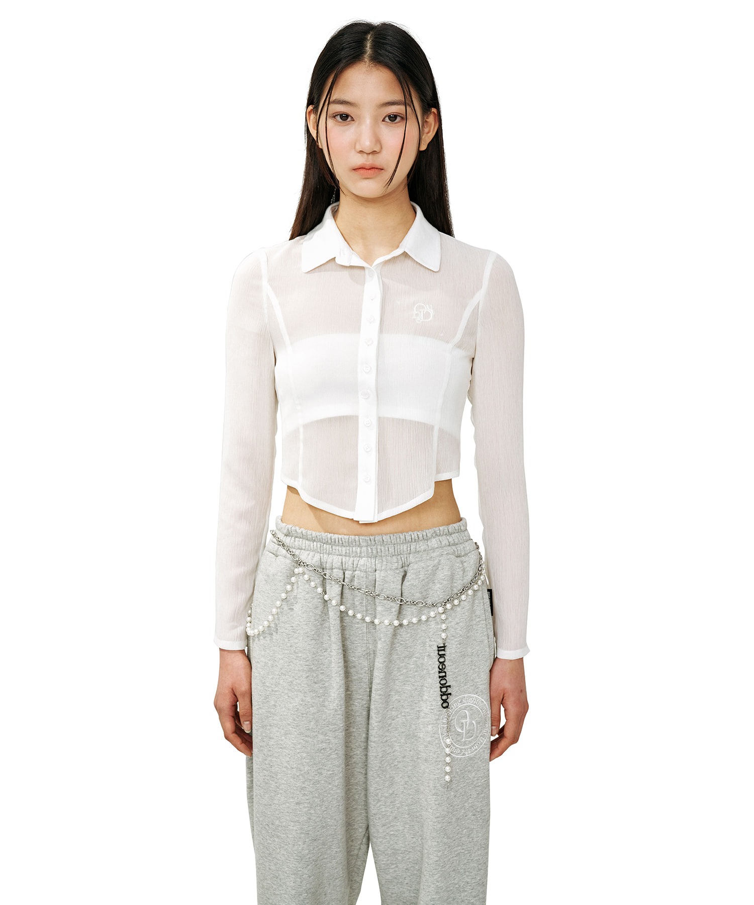 A'GEM/9 × .kom『ODD ONE OUT/オッドワンアウト』See-through layered shirts/シースルーシャツ＆キャミソールレイヤード  SET 韓国ブランドセレクト│A'GEM/9×.KOM【公式】｜韓国・ストリートブランド通販サイト エージェムナイン ドットケーオーエム