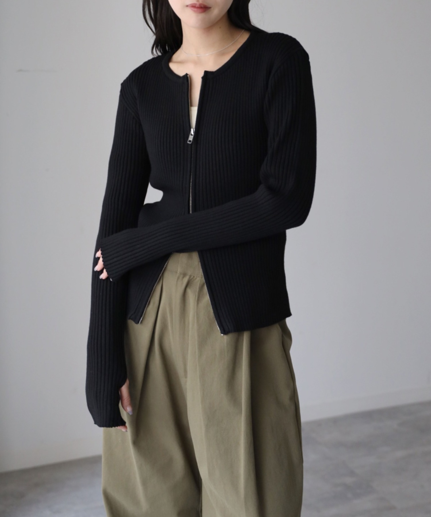 model：164cm. 着用サイズ：FREE