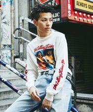 THE ROLLING STONES/STONES 70S プリント リブ付Tシャツ