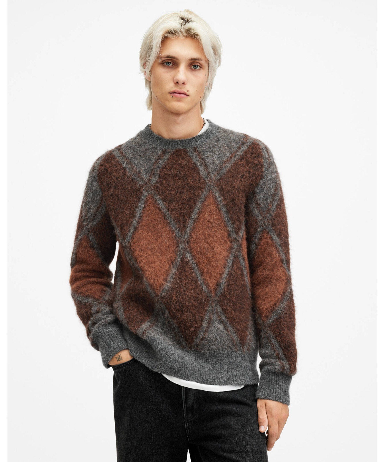 MORD Argyle Relaxed Fit Jumper — джемпер с аргайл-узором, свободный крой