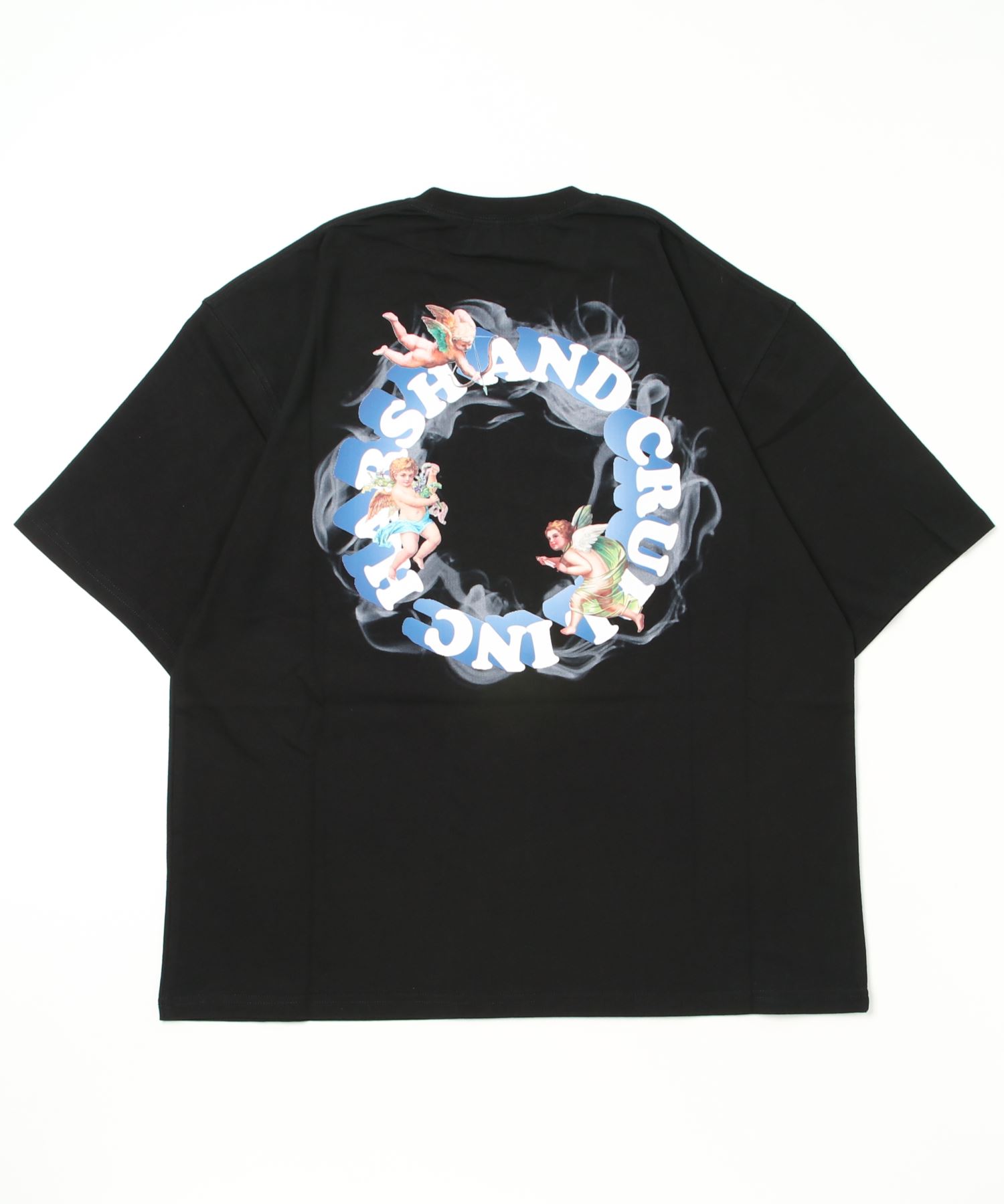 HARSH AND CRUEL Tシャツ 半袖 エンジェル サークルロゴ 大人気 A'GEM/9 × .kom『Harsh and Cruel/ハーシュアンドクルーエル