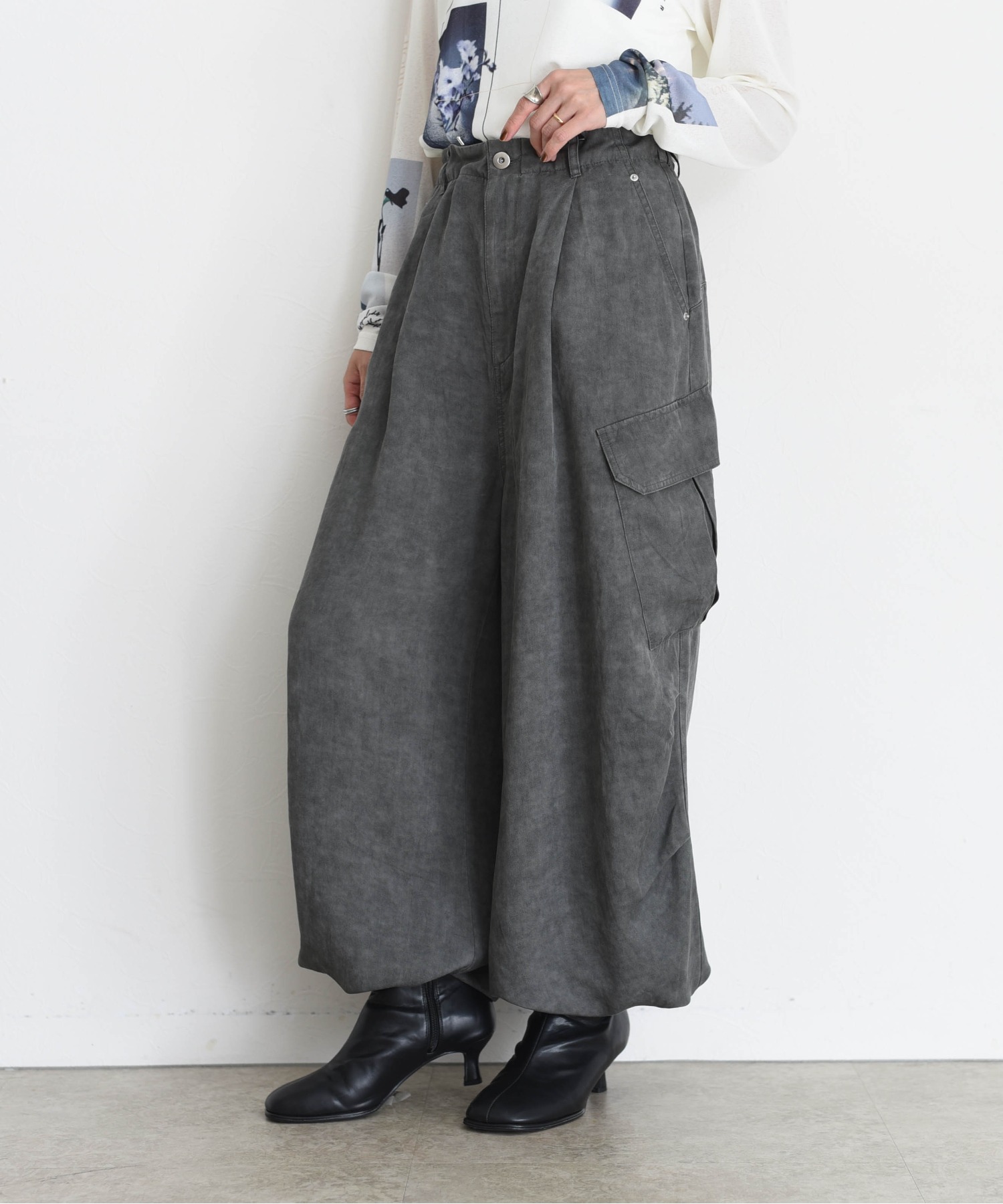 エイミーロウ　バイオ加工 アウトポケット カーゴパンツ バイオ加工 アウトポケット カーゴパンツ Eimee Law│Eimee Law