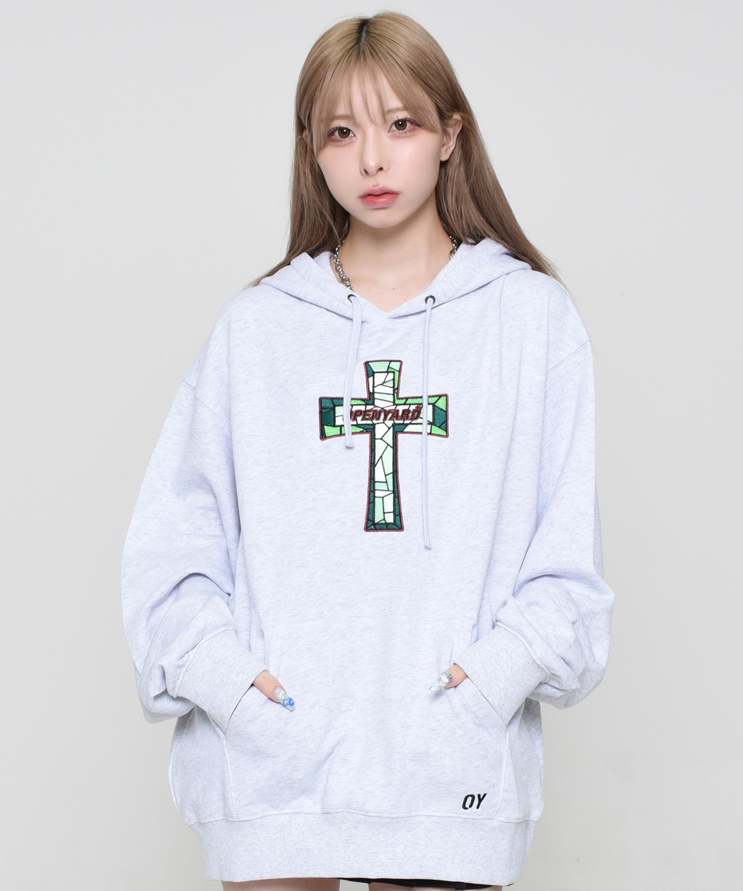 ★OY★STAINED GLASS CROSS HOODIE - LIGHT MELANGE★正規品 MUSINSA公式 | OY STAINED GLASS CROSS HOODIE - LIGHT MELANGE