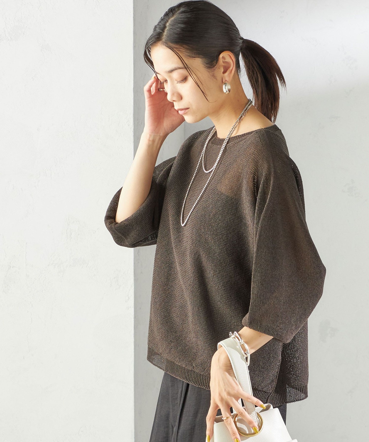 [можно стирать вручную] Pepper Puff Sleeve — полукороткая сетчатая футболка