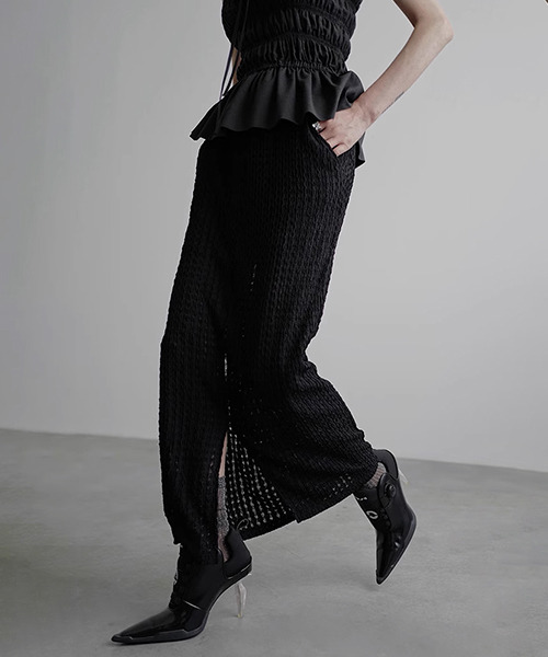 レーシージャガード スリットタイトスカート chw23a011-ファッション