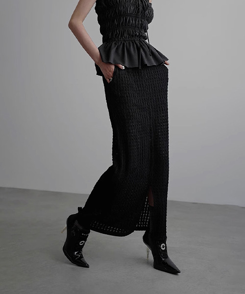 レーシージャガード スリットタイトスカート chw23a011-ファッション