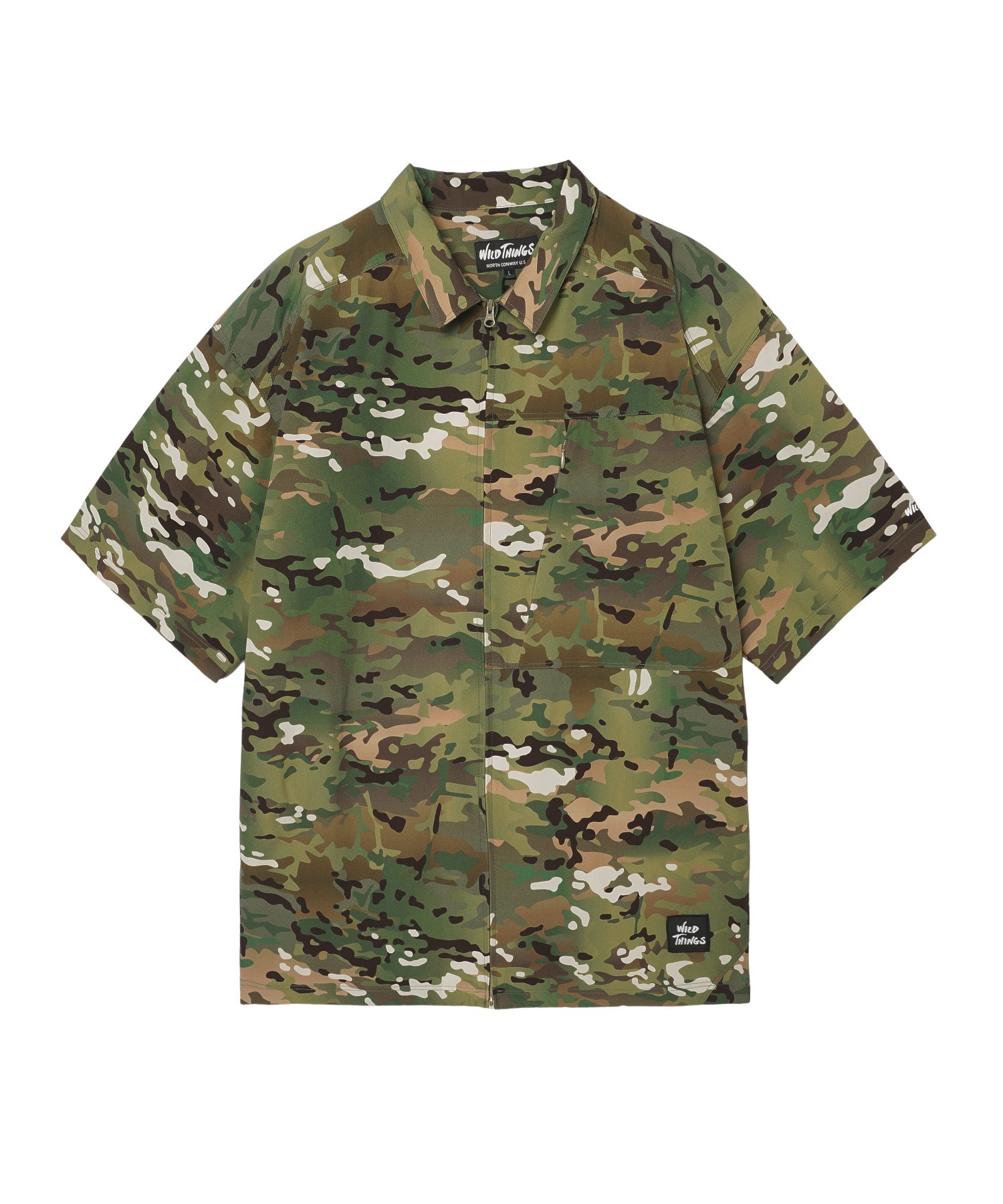 WILDTHINGS PRINT SLANT S/S SHIRT WT24035AD — рубашка с принтом