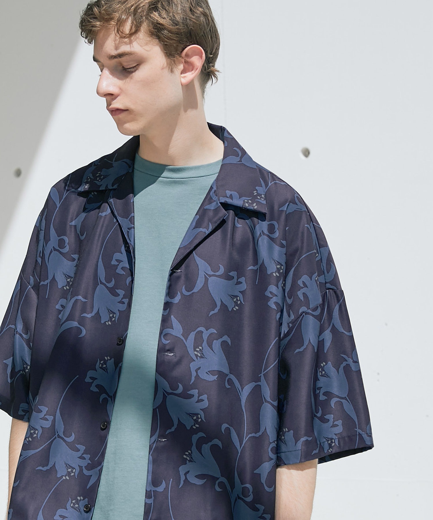 ルーズオーバーオープンカラーマルチパターンS/Sシャツ EMMA CLOTHES