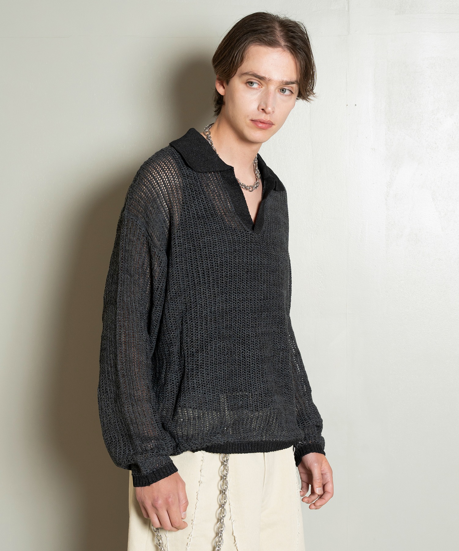 West Side Modern L/S Mesh Knit Polo Shirts — поло с сетчатым вязанием West Side Modern, длинный рукав