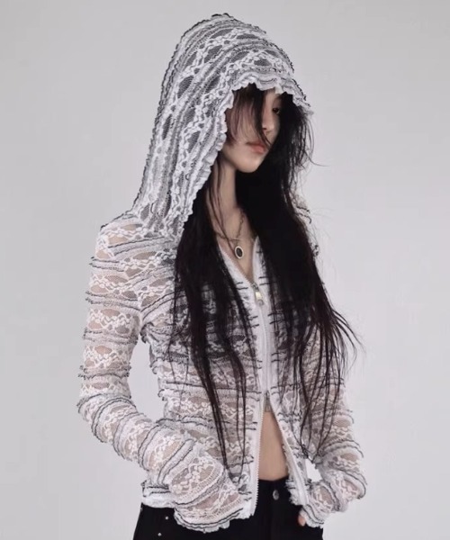 A'GEM/9 × .kom 「SETSETSET/セットセットセット」 BOHEMIAN LACE HOODIE/ボヘミアン シアーレース パーカー A'GEM/9 × .kom 『SETSETSET/セットセットセット』 BOHEMIAN