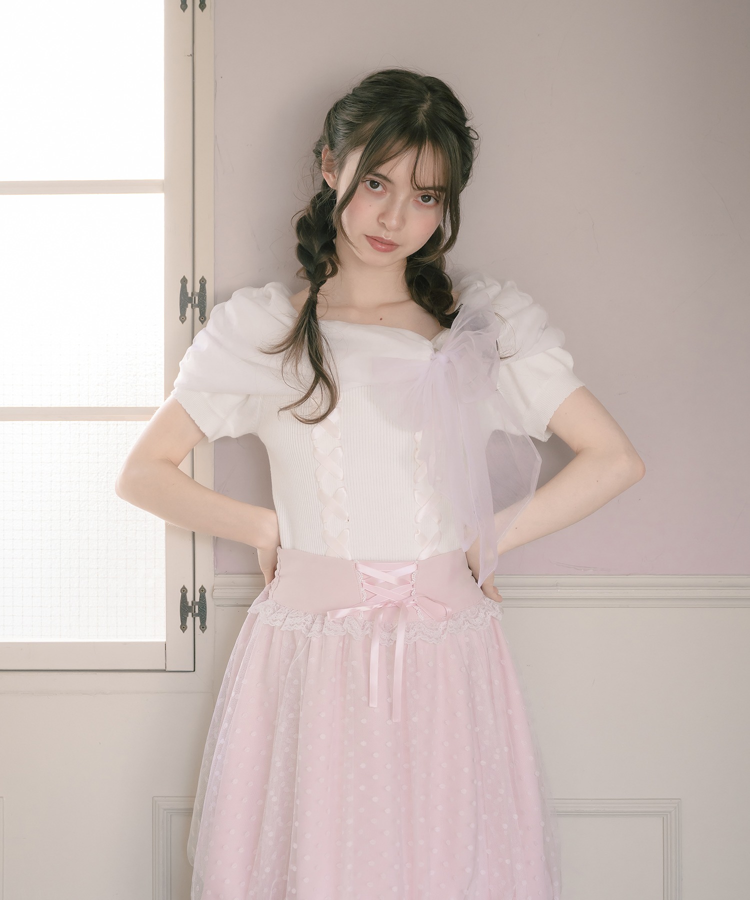Melty tulle off-shoulder トップス 【公式通販】