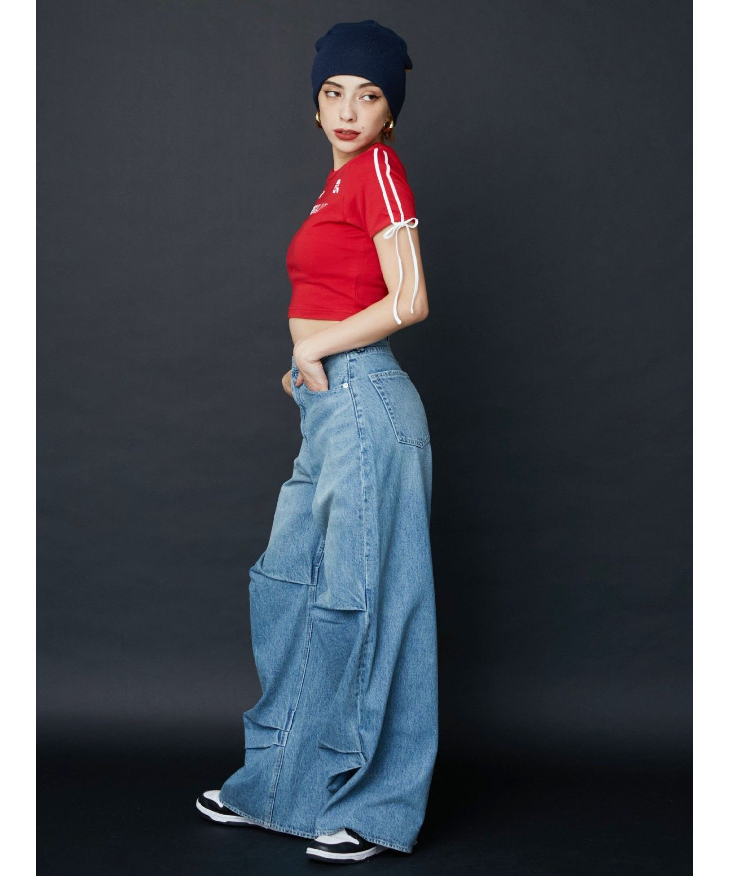 ニータックワイドデニムパンツ