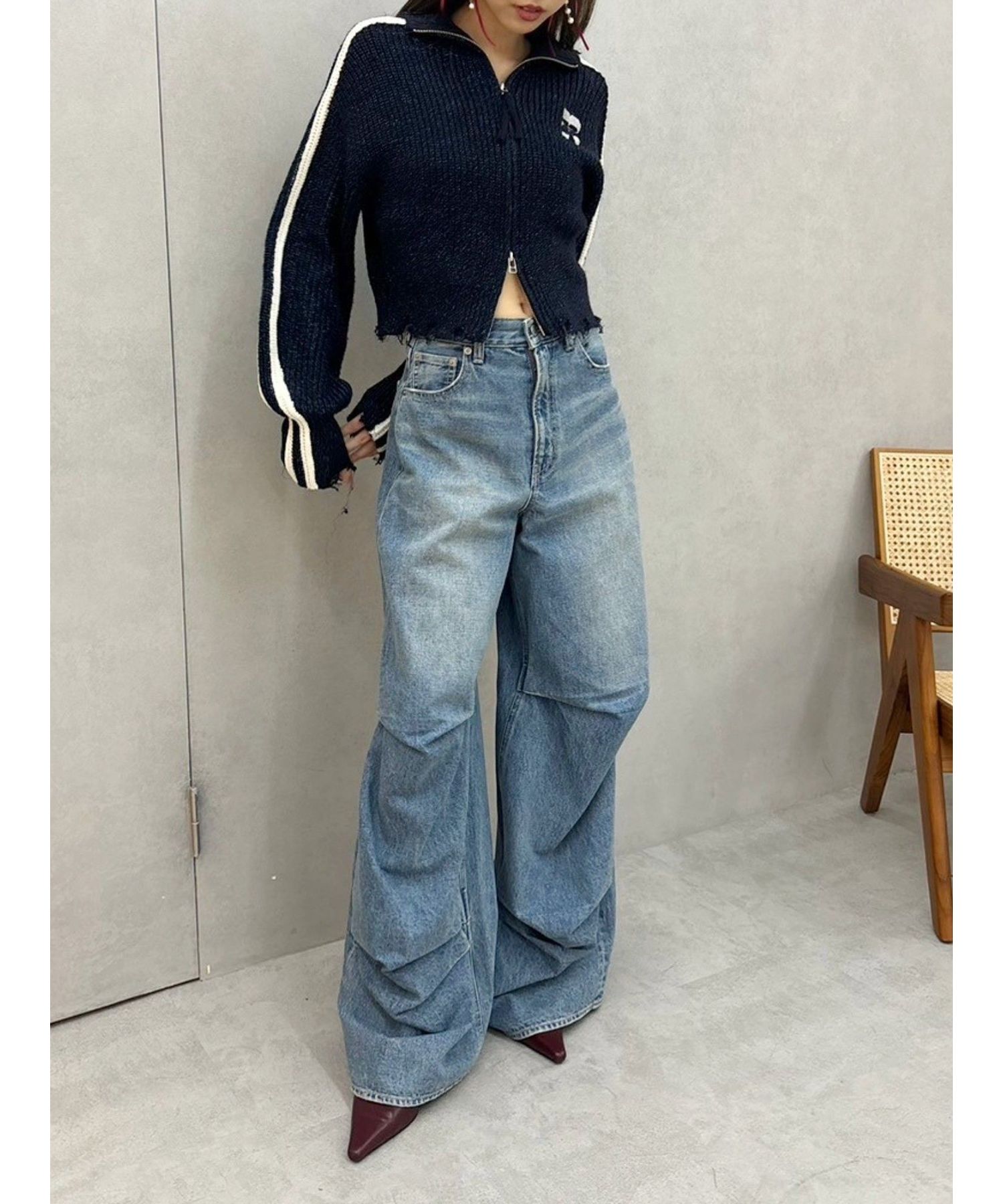 ニータックワイドデニムパンツ