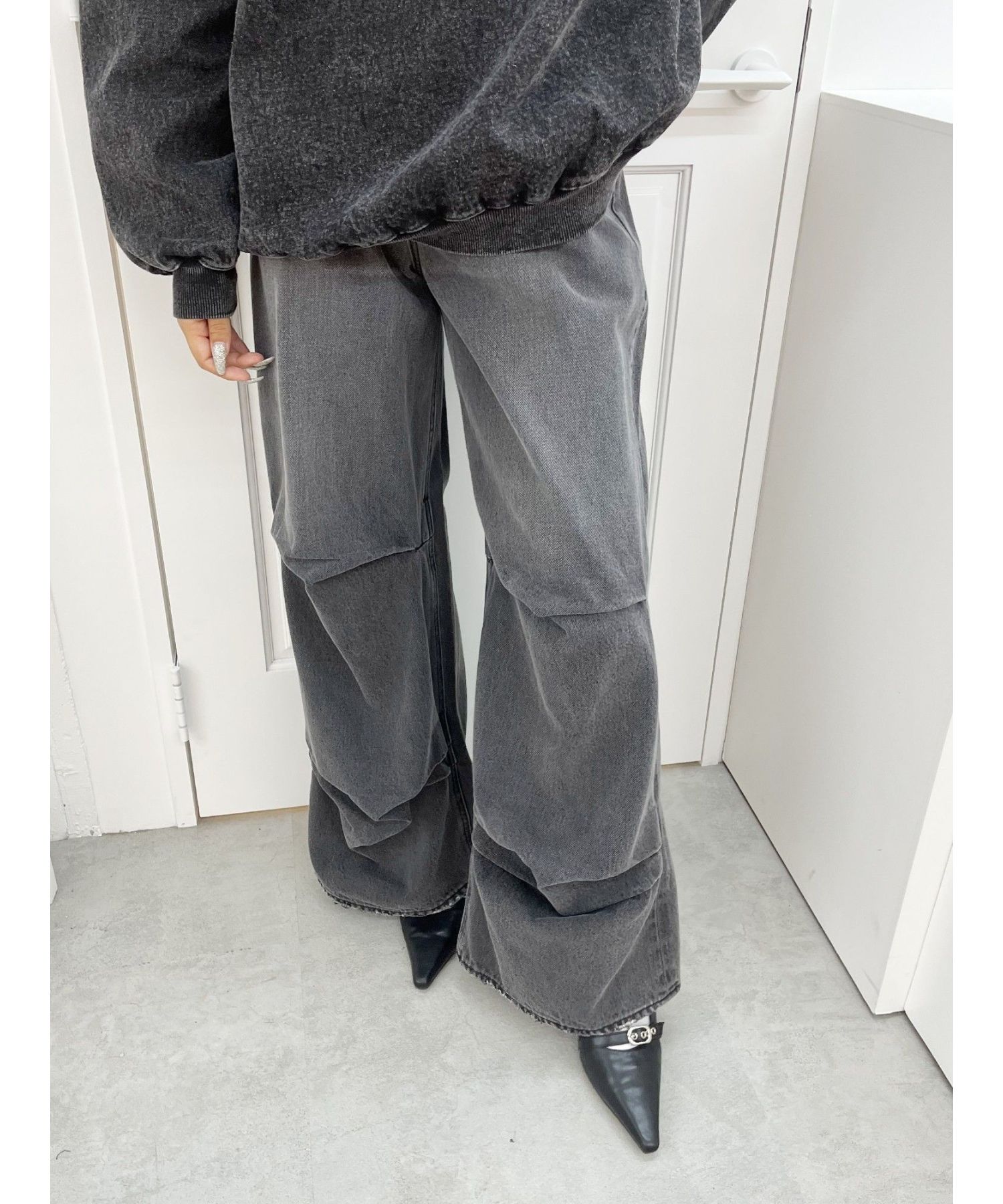 ニータックワイドデニムパンツ