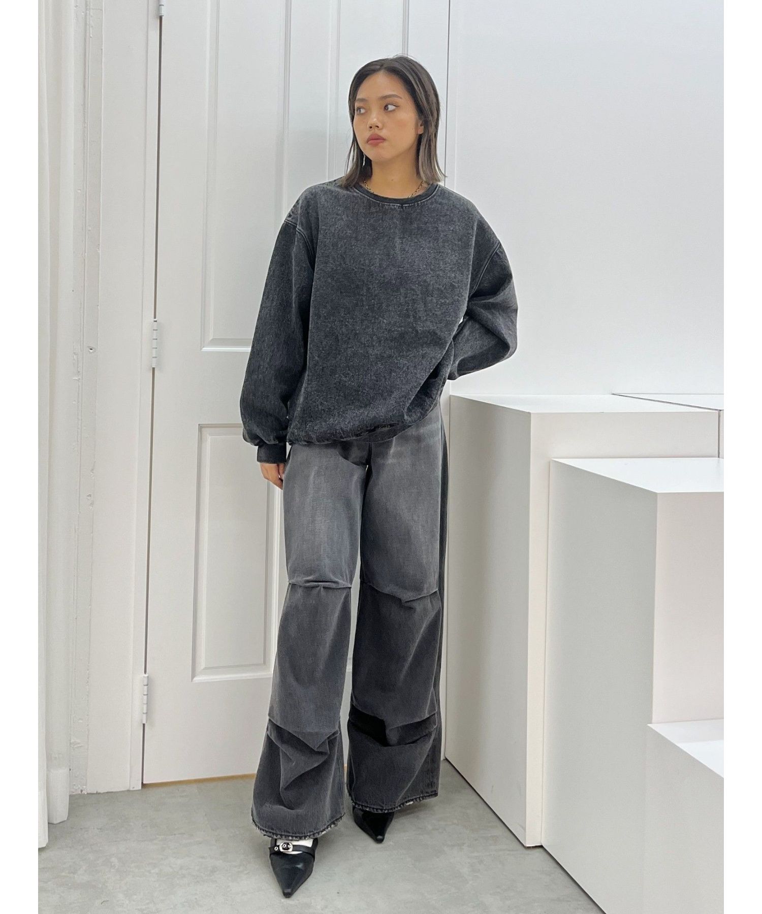 ニータックワイドデニムパンツ