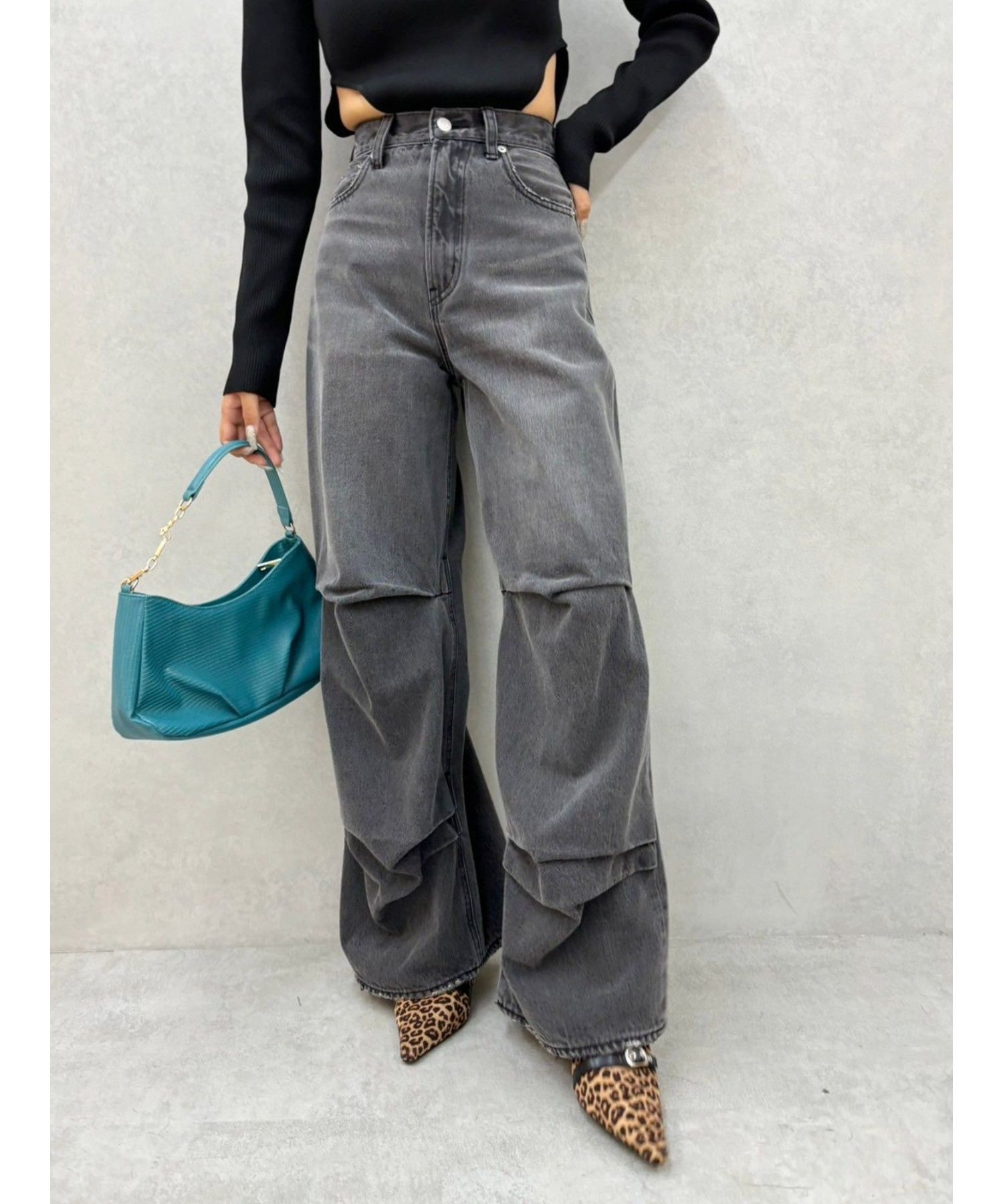 ニータックワイドデニムパンツ