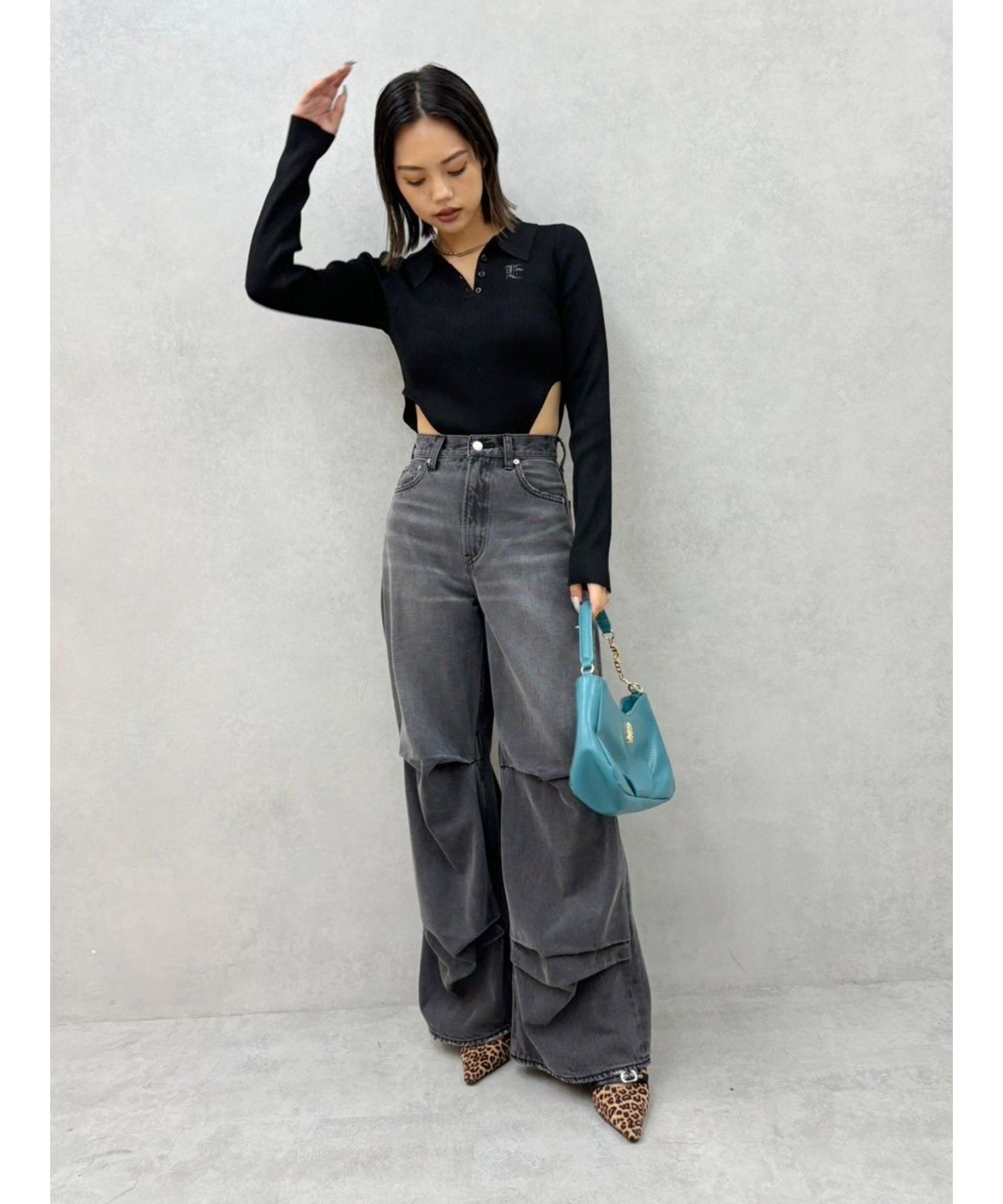 ニータックワイドデニムパンツ