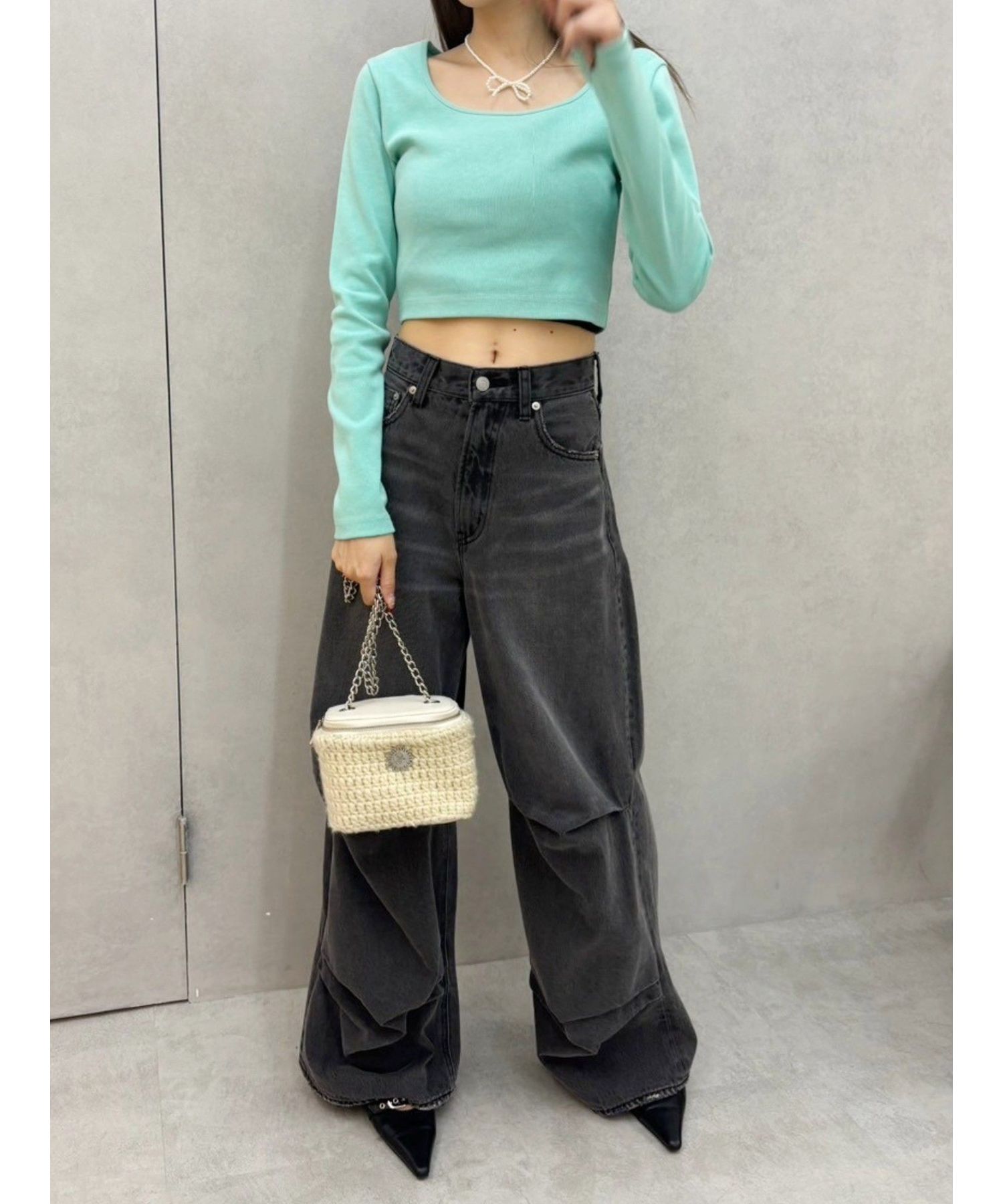 ニータックワイドデニムパンツ