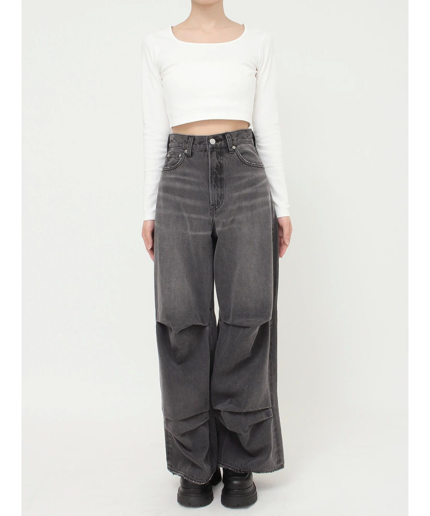 ニータックワイドデニムパンツ
