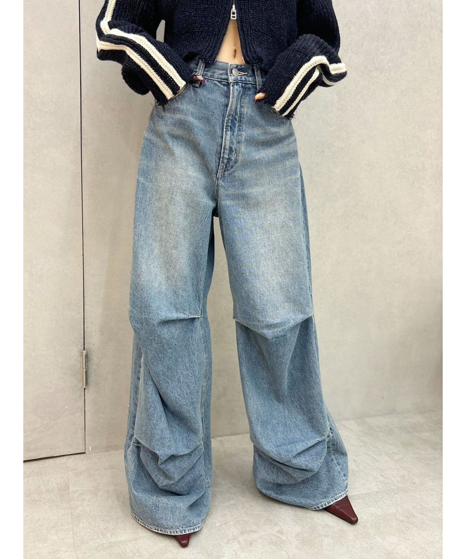 ニータックワイドデニムパンツ