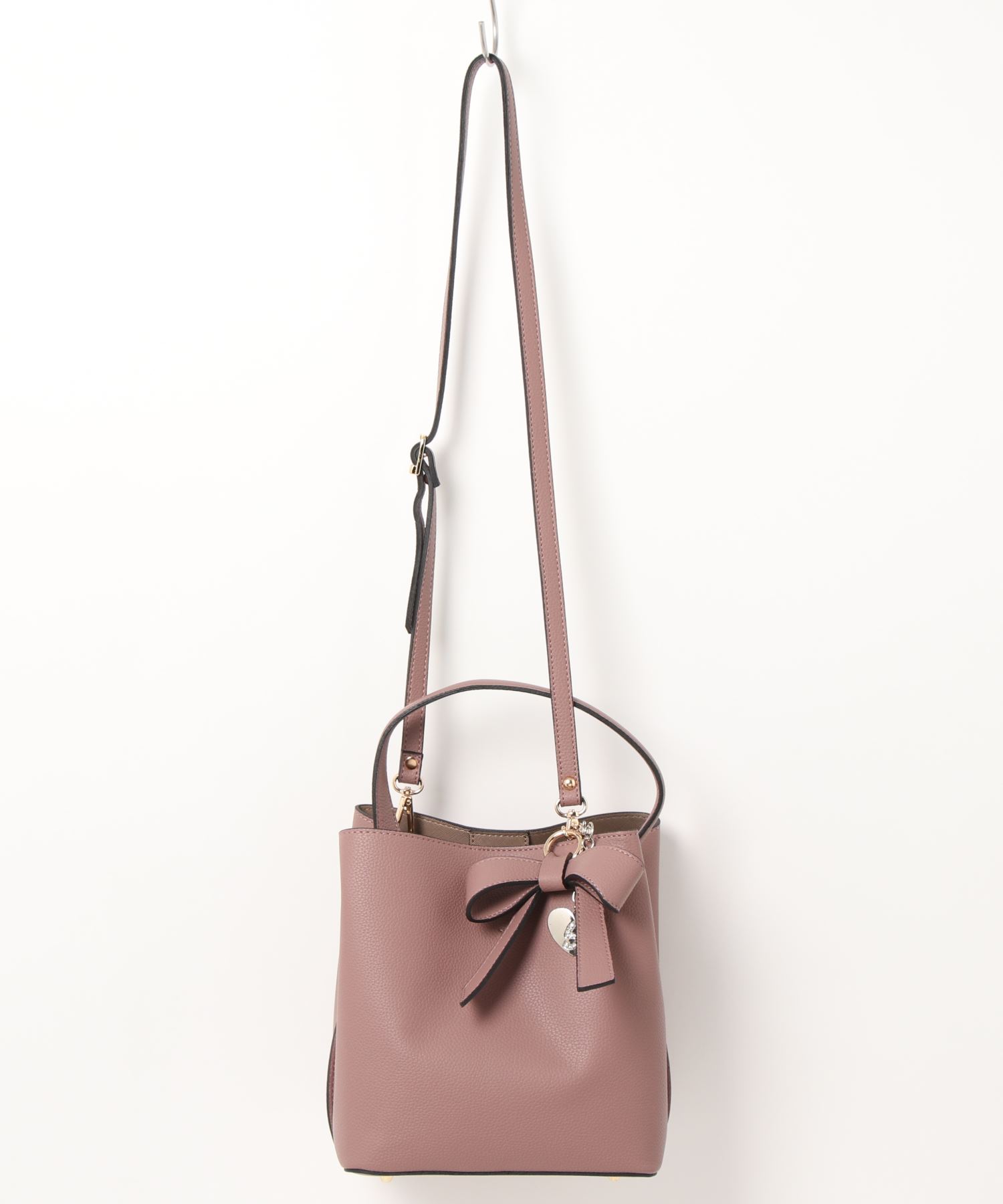 リボン付ワンハンドル2wayスクエアバッグ