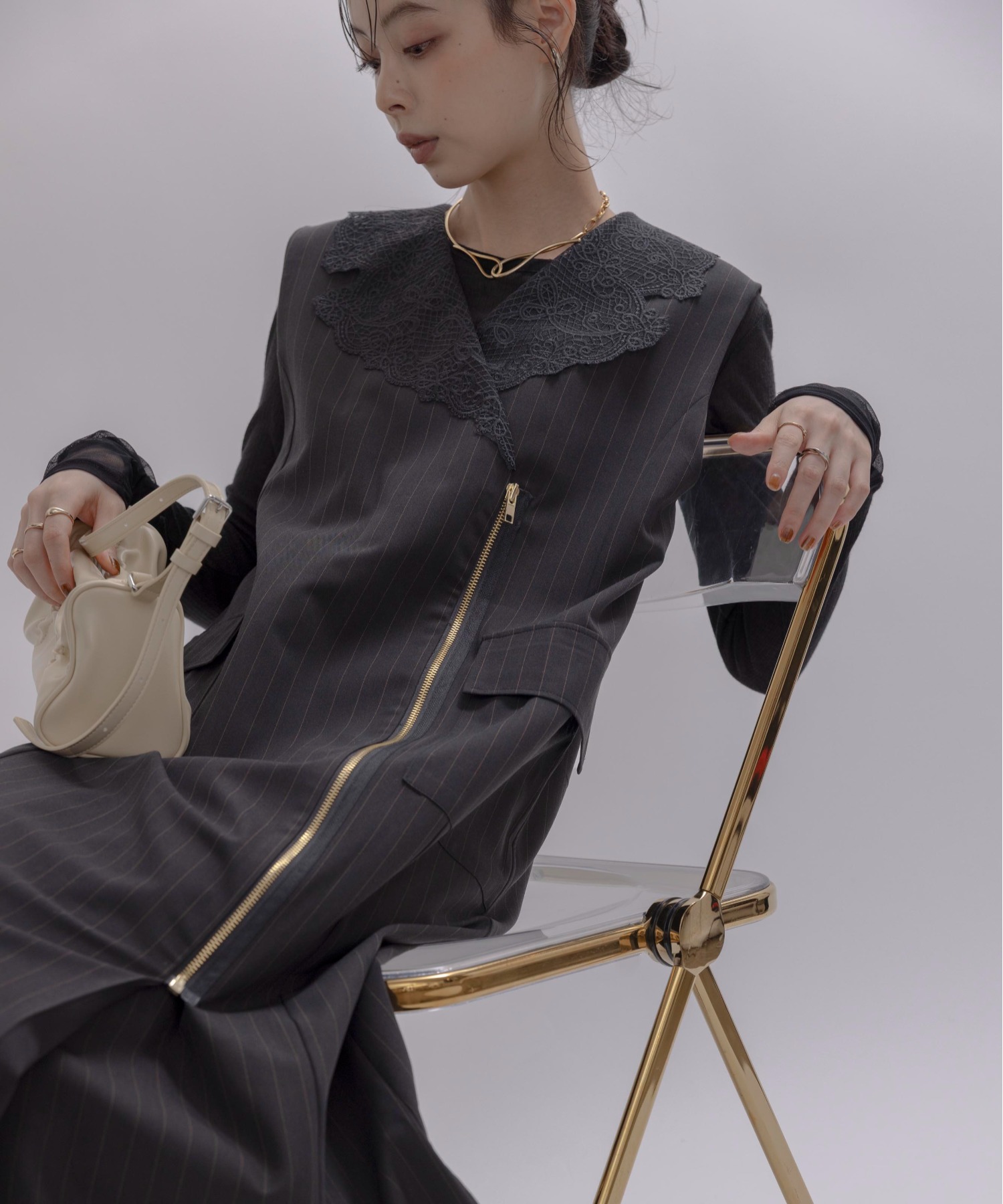 レースカラーZIPストライプジャンスカ Eimee Law│Eimee Law & LHELBIE