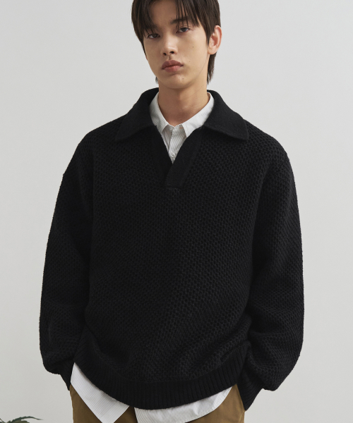 Oversize picket waffle knit [черный] — оверсайз пике/вафельная футболка (черная)