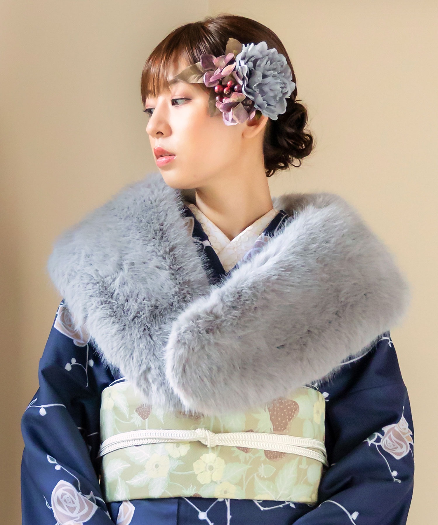 成人式 ファー ショール フォックス調 フェイクファー