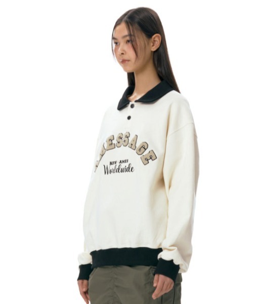★AMES-WORLDWIDE★COLLAR TRACK LINE SWEATSHIRT CHA★正規品 ☆AMES-WORLDWIDE☆COLLAR TRACK LINE SWEATSHIRT CHA☆正規品