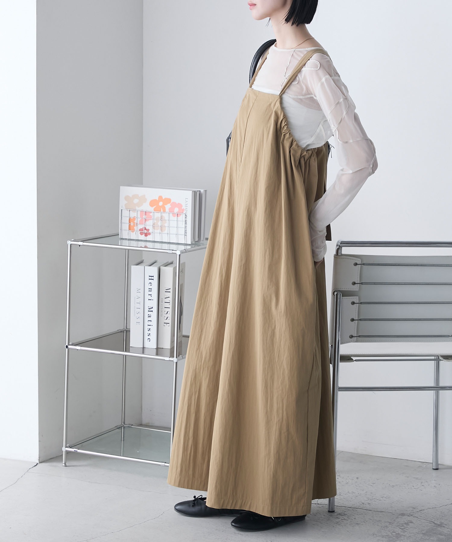 ACETATE BRIGHT TWILL SALOPETTE | ALL IN ONE | SACRA（サクラ