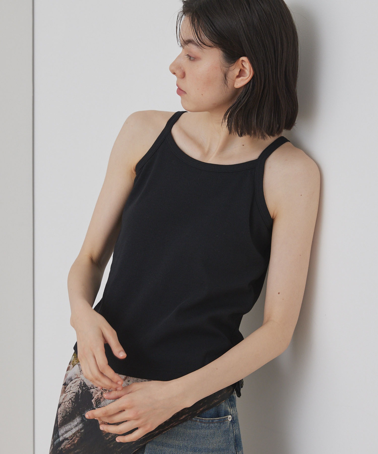 Unblend】Unblend Basic カップ付き リブ パック キャミソール