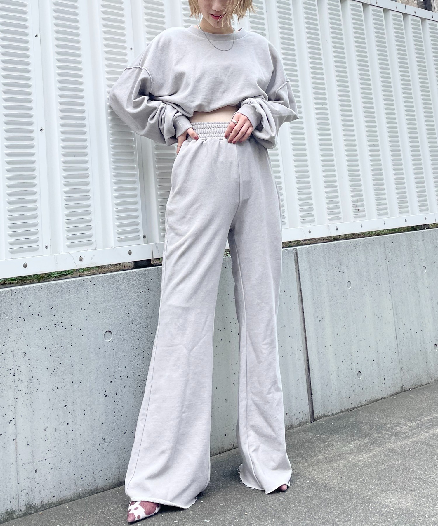 Freada ハイウエスト裏毛ワイドパンツ Freada ハイウエスト裏毛ワイドパンツ FREAK'S STORE