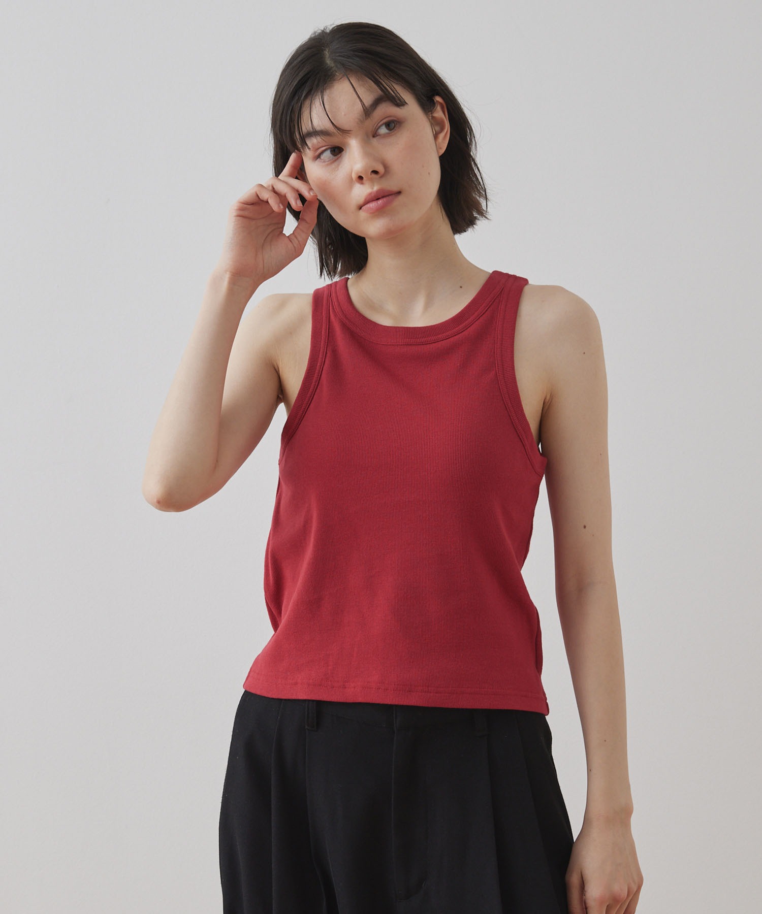 Unblend】Unblend Basic カップ付き アメリカンスリーブ リブ