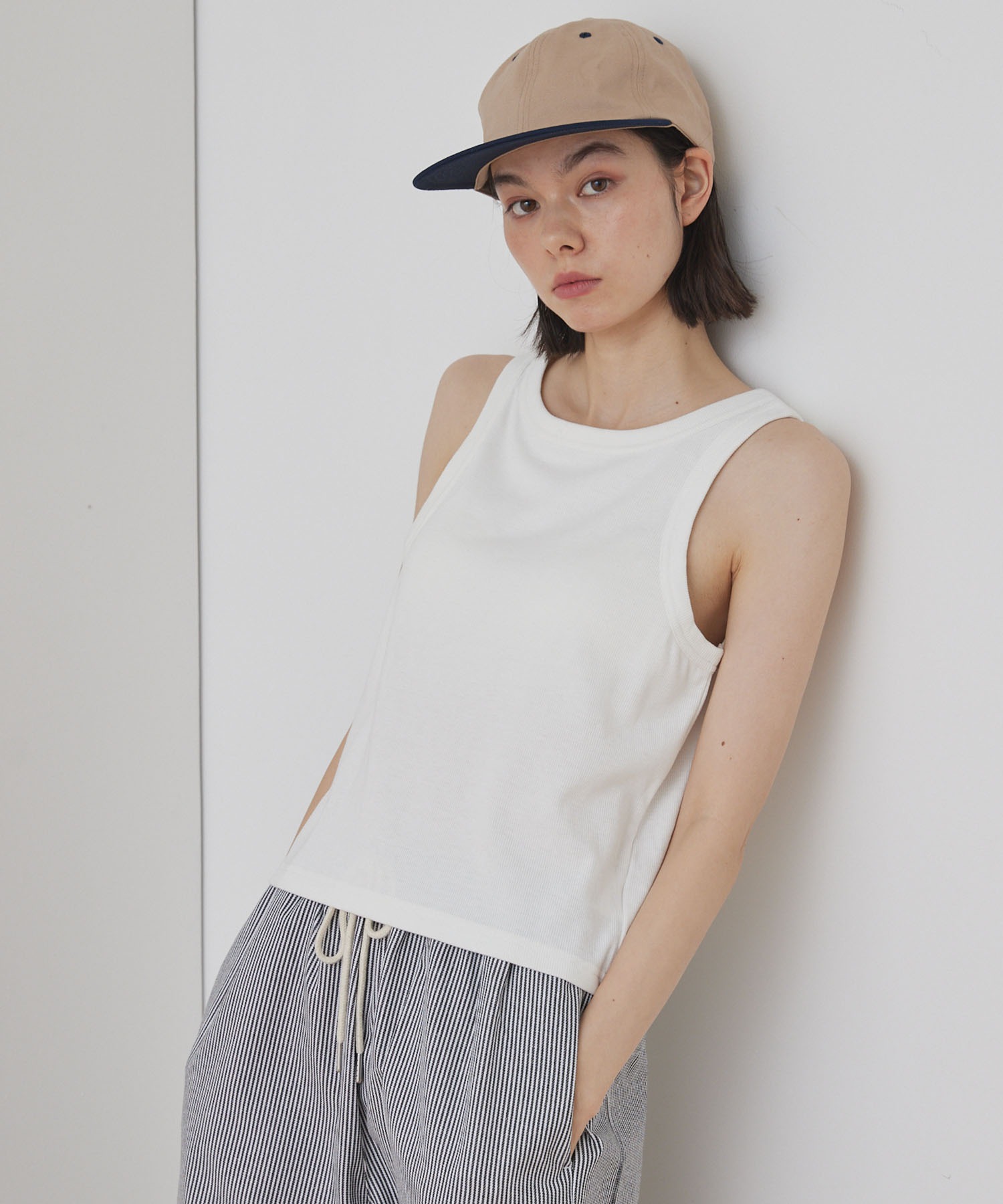 Unblend】Unblend Basic カップ付き アメリカンスリーブ リブ