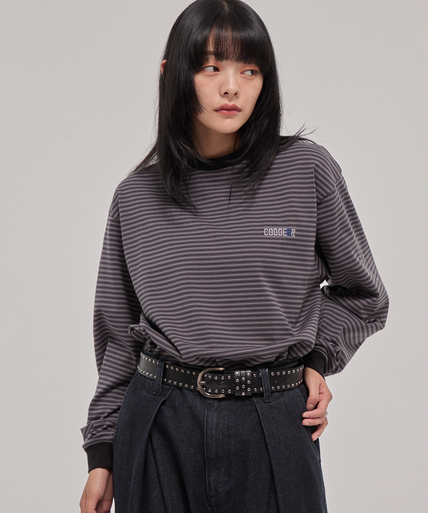 【MARK & LONA】スウェット　カーゴ　刺繍　ドローコード CODDERR】ロゴ刺繍 ドローコード 配色 マルチボーダーロンT MONO-MART