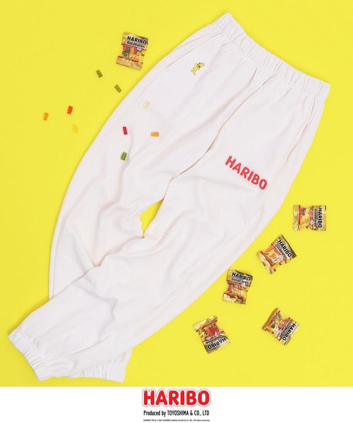 coen コーエン 【ユニセックス】HARIBO(ハリボー)別注プリント裏毛スウェットパンツ オフホワイト