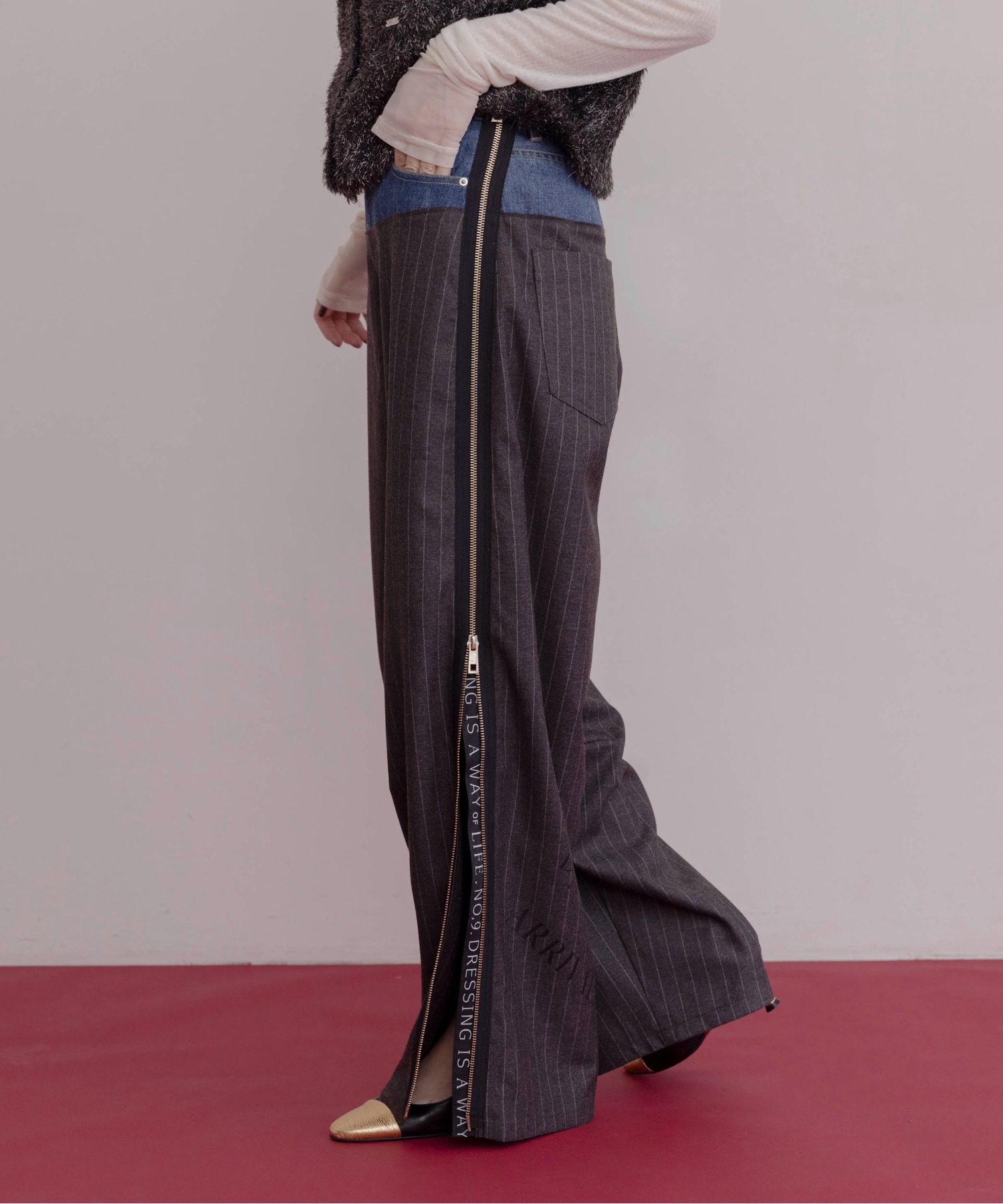 デニムレイヤード サイドジップパンツ Eimee Law│Eimee Law & LHELBIE