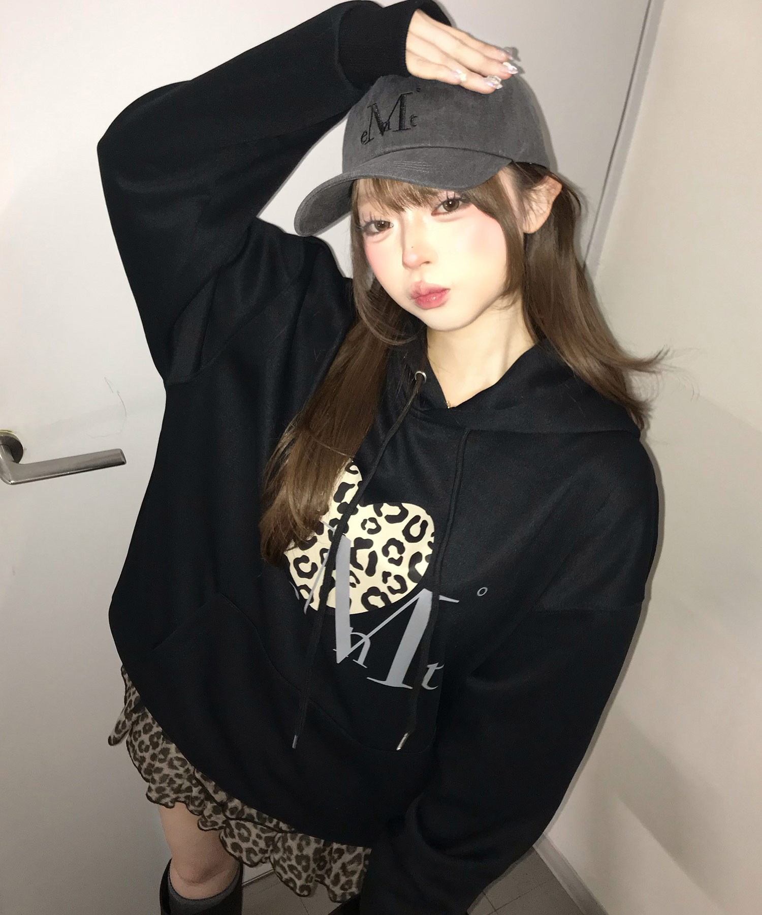 A'GEM/9 × .kom 『MUCENT/ムセント』 SIERRA LEOPARD HEART HOODIE